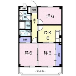 桑原下 徒歩3分 3階の物件間取画像